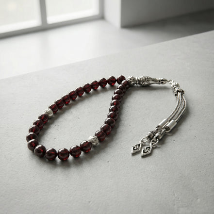 Bordo Granat (Lal) Doğal Taş Tesbih – 33’lük / 6 mm