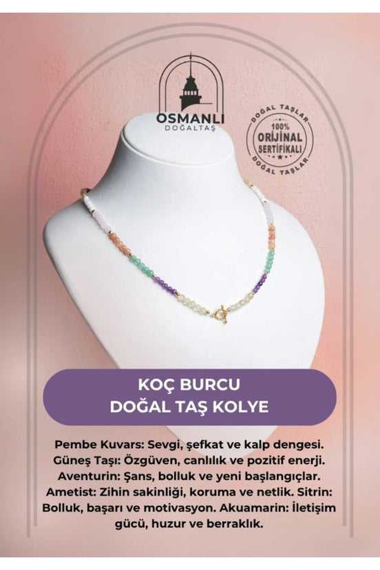 Koç Burcu Doğal Taş Kolye