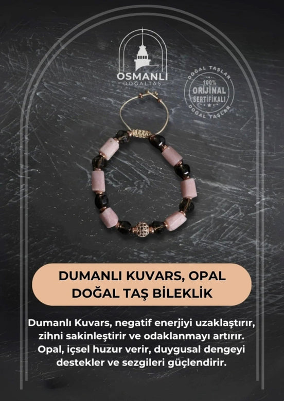 Dumanlı Kuvars ve Opal Doğal Taş Bileklik