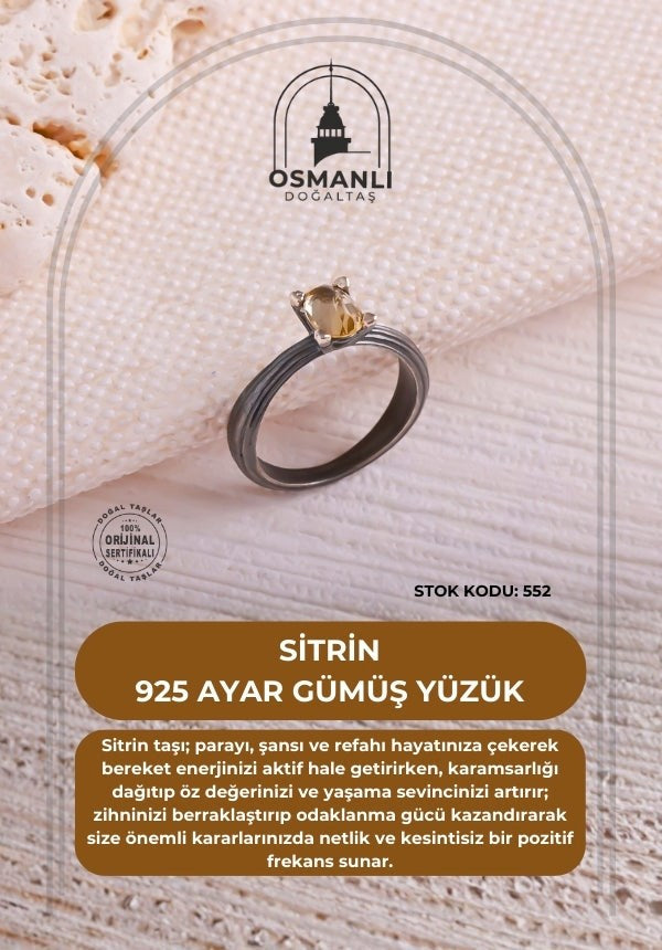 Sitrin 925 Ayar Gümüş Yüzük (SK:552)