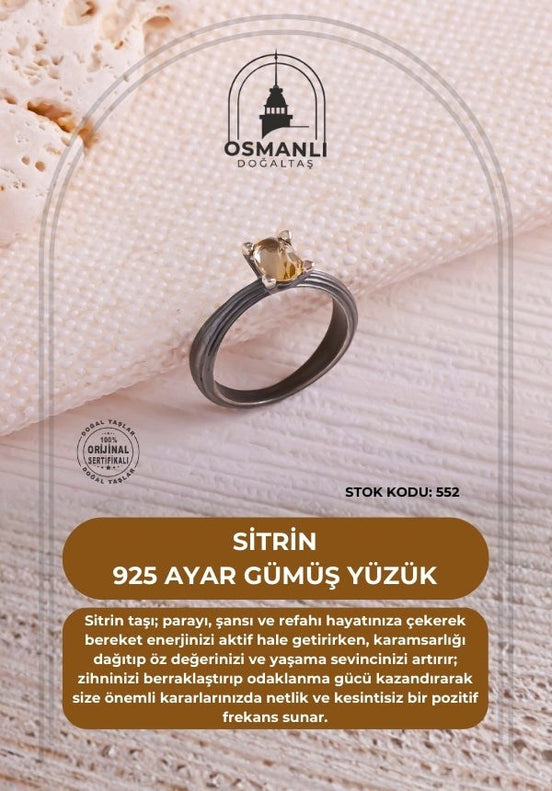 Sitrin 925 Ayar Gümüş Yüzük (SK:552)