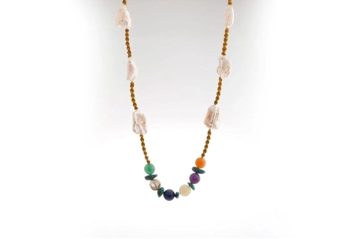 Çakra İnci Kolye Ametist, Dumanlı Kuvars, İnci, Lapis Lazuli, Sitrin
