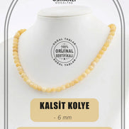 Kalsit 6 mm Dizi Doğal Taş Kolye