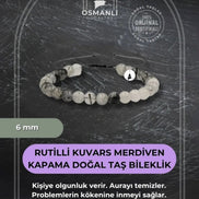 Rutilli Kuvars 6mm Merdiven Kapama Doğal Taş Bileklik