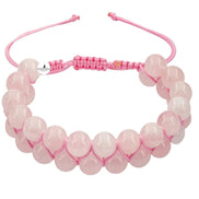Pembe Kuvars (Gül Kuvars) 8mm Çift Sıra Makrome Doğal Taş Bileklik