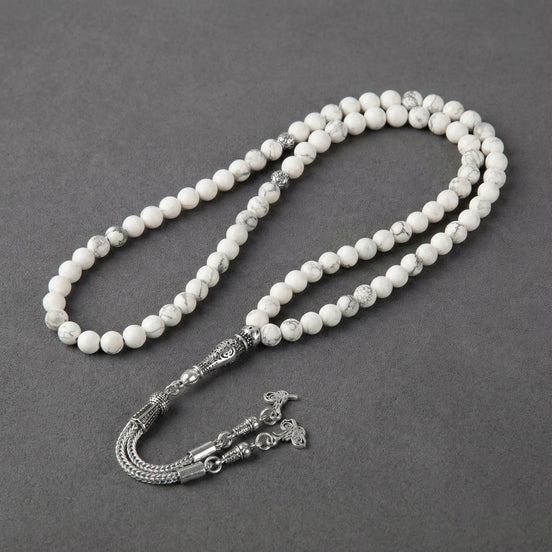 Havlit (Howlite) Doğal Taş Tesbih – 99’luk – 6 mm