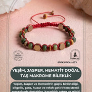 Yeşim, Jasper, Hematit Doğal Taş Makrome Bileklik (SK:073)