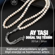 Ay Taşı Doğal Taş Tesbih 99luk - 6mm