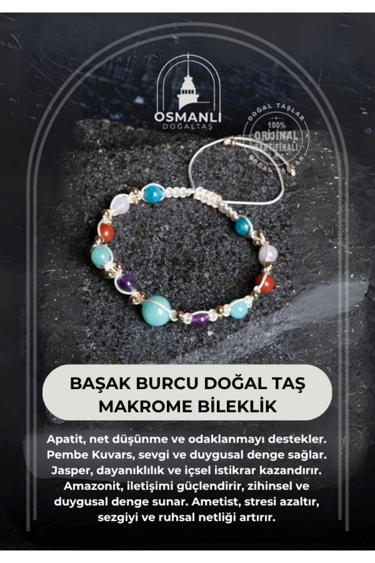 Başak Burcu Doğal Taş Makrome Bileklik