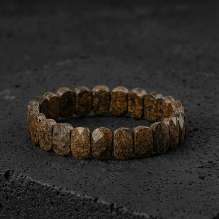 Bronzit Doğal Taş Geniş Kesim Bileklik (Rolex Stil)