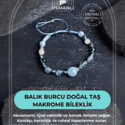 Balık Burcu Doğal Taş Makrome Bileklik