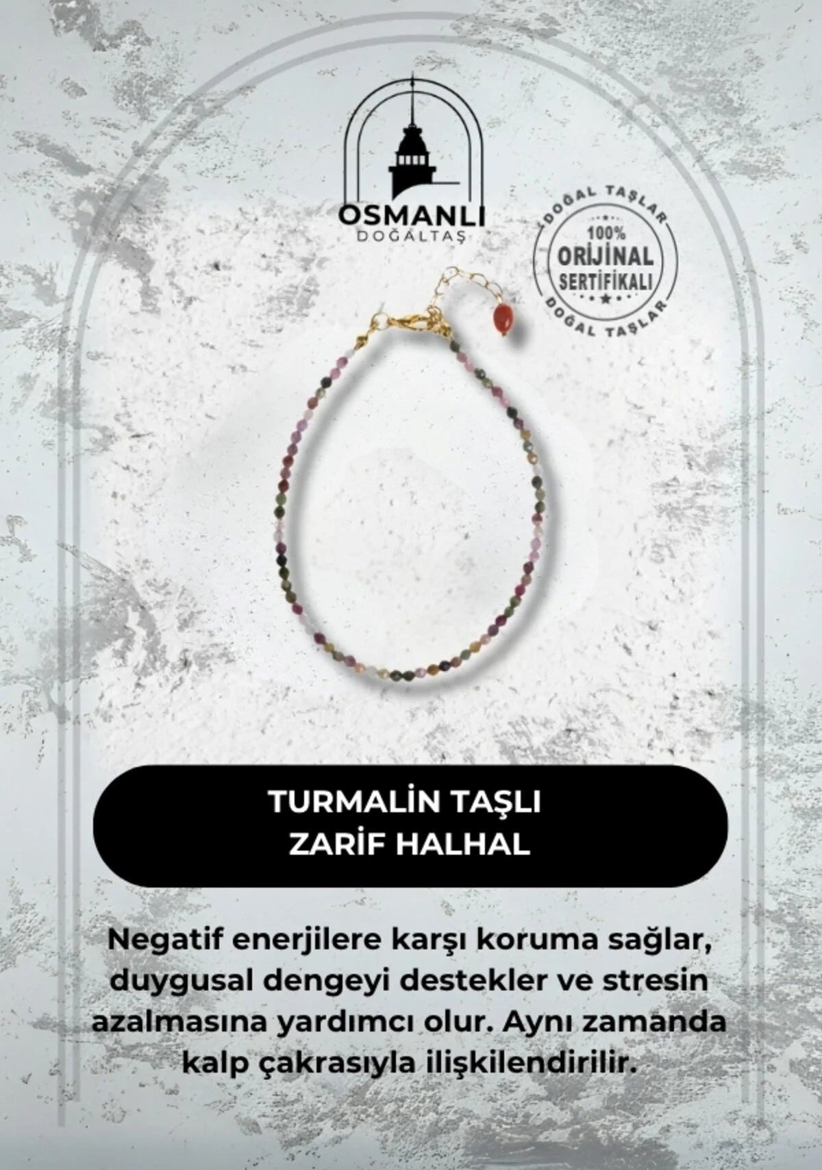 Doğal Turmalin Taşlı Zarif Halhal