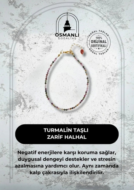 Doğal Turmalin Taşlı Zarif Halhal