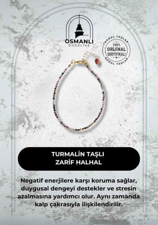 Doğal Turmalin Taşlı Zarif Halhal