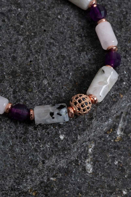 Ametist, Ay Taşı ve Pembe Kuvars Doğal Taş Bileklik