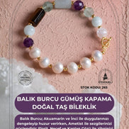 Balık Burcu Gümüş Kapama Doğal Taş Bileklik (SK:265)