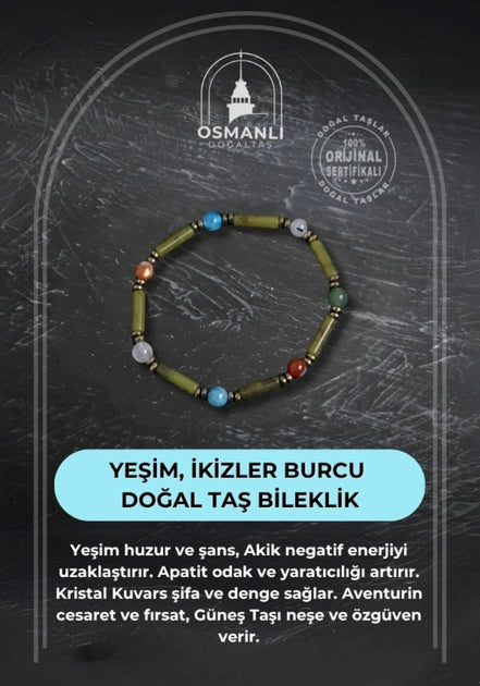 Yeşim ve İkizler Burcu Doğal Taş Bileklik