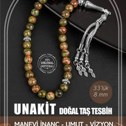 Unakit Doğal Taş Tesbih 33lük - 8mm
