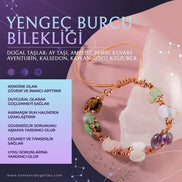 Yengeç Burcu Bileklik Ametist, Ay Taşı, Kalsedon, Kaplan Gözü, Krizopras, Pembe Kuvars, Yeşil Aventurin