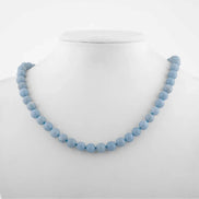 Anjelit 8 mm Düğümlü Doğal Taş Kolye