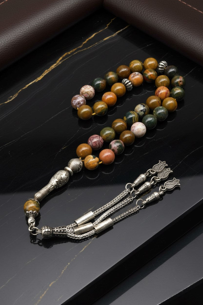 Ocean Jasper Doğal Taş Tesbih – 8 mm Küre Kesim