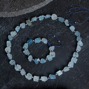 Akuamarin Doğal Taş Makrome Set