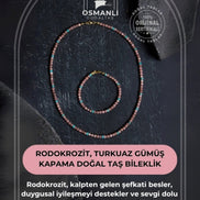 Sertifikalı Rodokrozit, Turkuaz Gümüş Kapama Doğal Taş Set