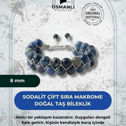 Sodalit 8mm Çift Sıra Makrome Doğal Taş Bileklik