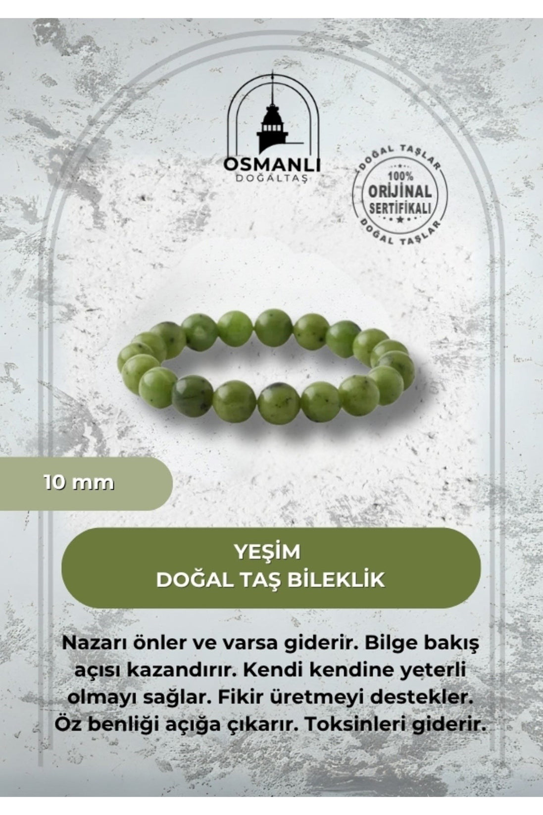 Yeşim 10mm Doğal Taş Bileklik