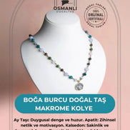 Boğa Burcu Doğal Taş Makrome Kolye