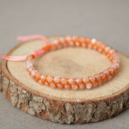 Güneş Taşı 3-4 mm Çift Sıra Doğal Taş Bileklik – Unisex El İşçiliği