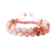 Opal Pembe 8mm Çift Sıra Makrome Doğal Taş Bileklik