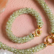 El İşçiliği Örme Prehnit Gümüş Kapama Set (SK:130)