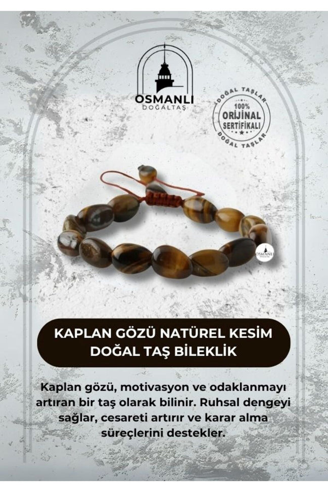 Kaplan Gözü Natürel Kesim Doğal Taş Bileklik
