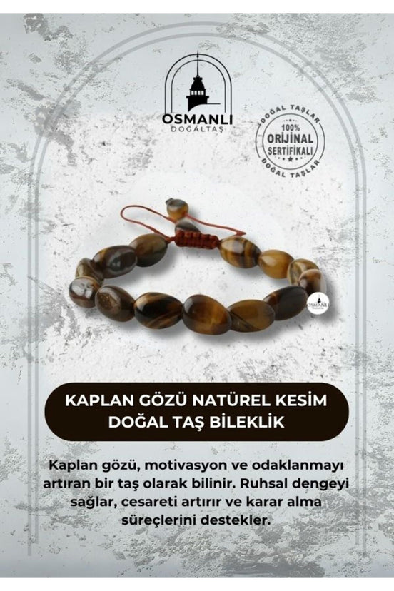 Kaplan Gözü Natürel Kesim Doğal Taş Bileklik