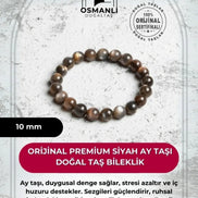 Orijinal Premium Siyah Ay Taşı Doğal Taş Bileklik
