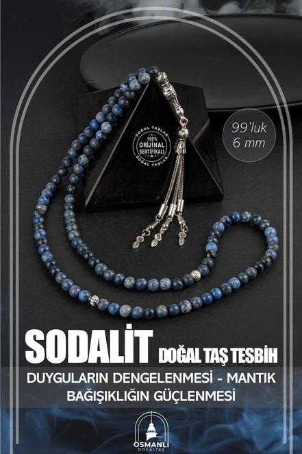 Sodalit Doğal Taş Tesbih 99luk - 6mm
