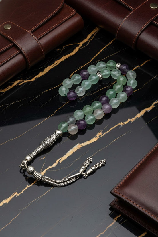 Florit Doğal Taş Tesbih – 8 mm Fasetli Küre Kesim