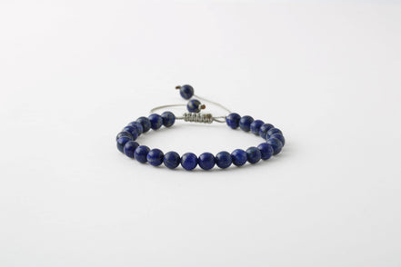 Lapis Lazuli 6 mm Merdiven Kapama Doğal Taş Bileklik – El İşçiliği