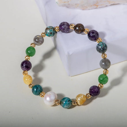 Obsesyon Takıntı Doğal Taş Bileklik Ametist Bronzit İnci Kehribar Krizokol Aventurin Labradorit
