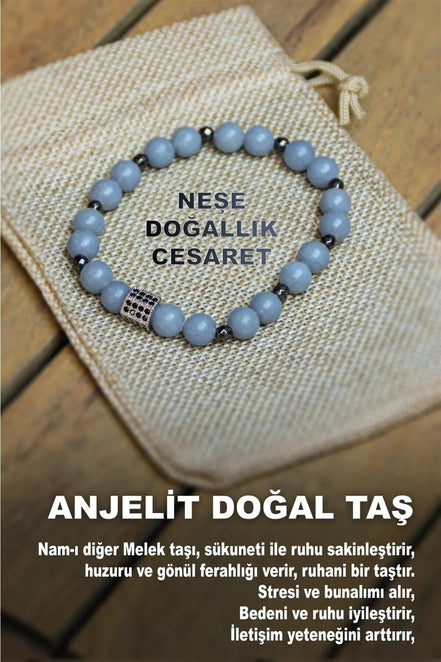 Anjelit 8mm Doğal Taş Bileklik