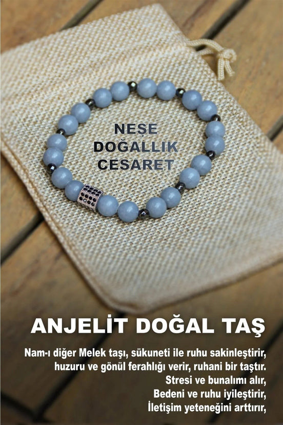 Anjelit 8mm Doğal Taş Bileklik