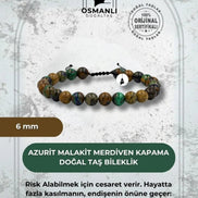 Azurit Malakit 6mm Merdiven Kapama Doğal Taş Bileklik