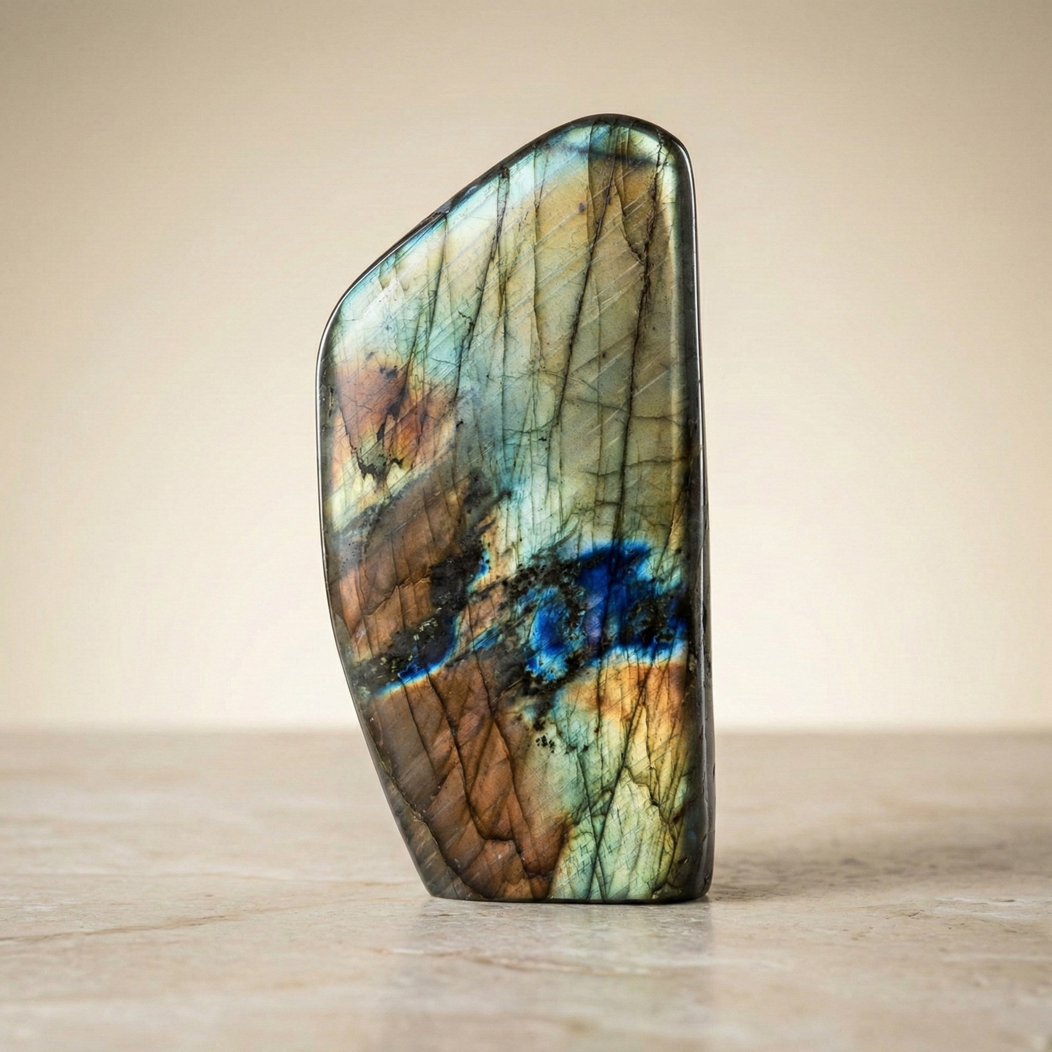 Labradorit Doğal Taş Parça – 629,9 gr | 6,5 × 13 cm