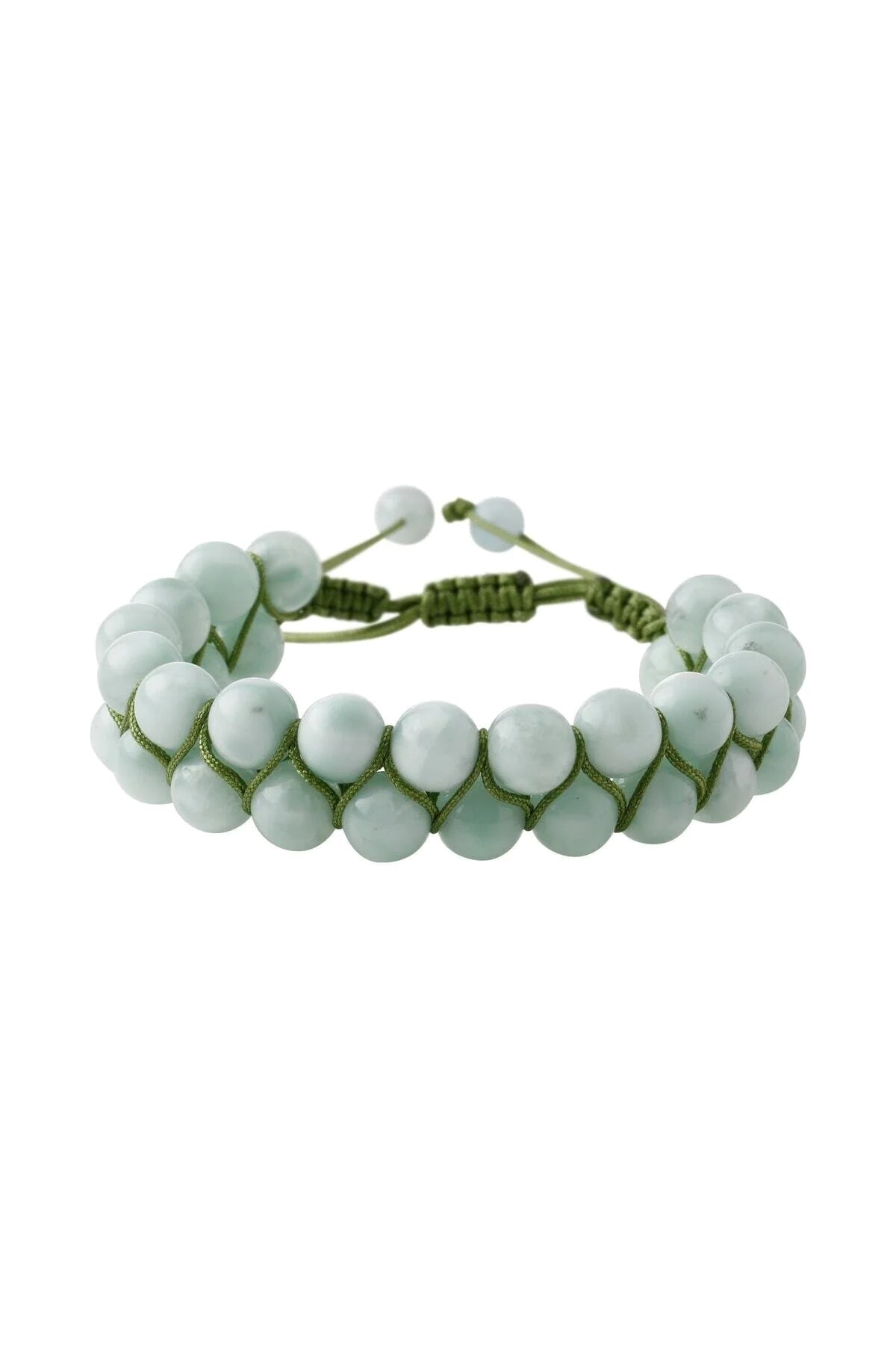 Yeşil Larimar 8mm Çift Sıra Makrome Doğal Taş Bileklik