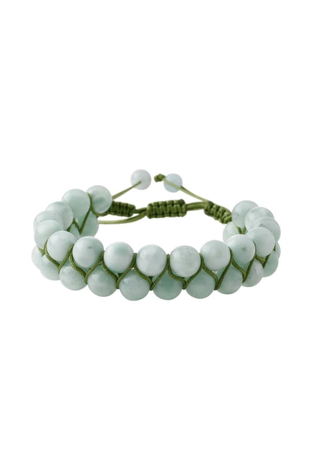 Yeşil Larimar 8mm Çift Sıra Makrome Doğal Taş Bileklik