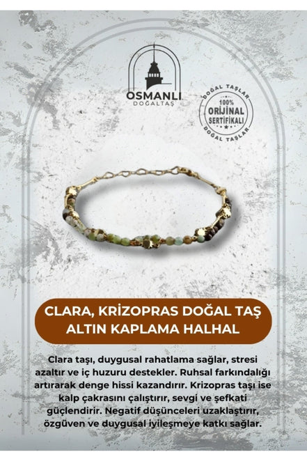Clara, Krizopras Doğal Taş Altın Kaplama Halhal