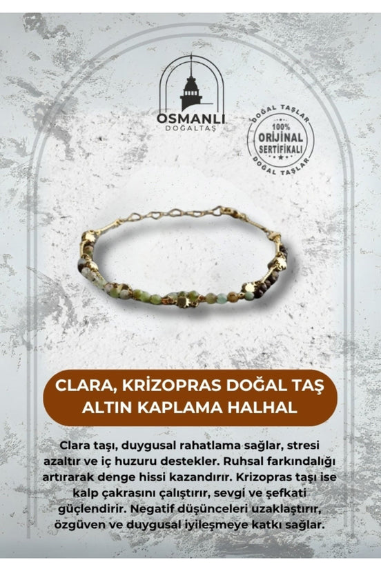 Clara, Krizopras Doğal Taş Altın Kaplama Halhal