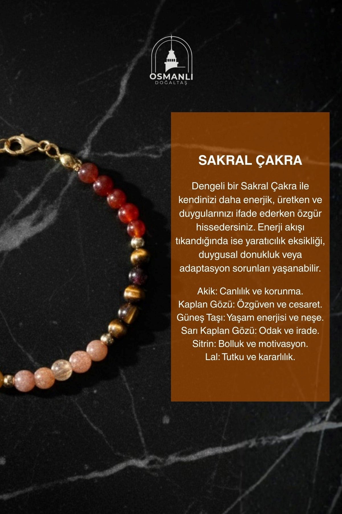 Sakral Çakra Doğal Taş Bileklik