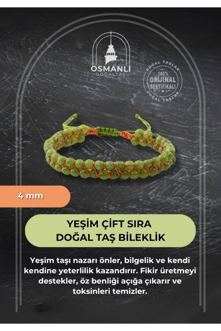 Yeşim 4mm Çift Sıra Doğal Taş Bileklik